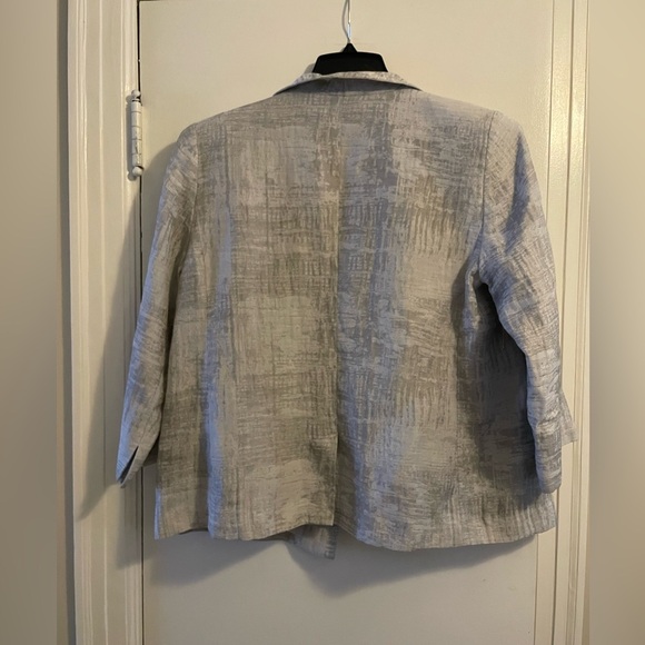 Eileen Fisher Silver Funnel Neck Jacket Blazer Size Medium - Picture 3 of 13